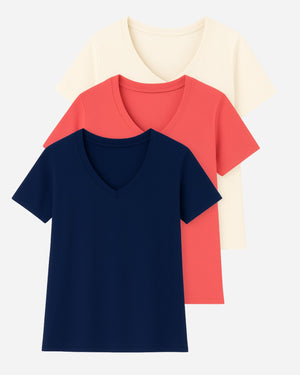 Kit 3 Peças Essenciais Gola V - Divina Garota