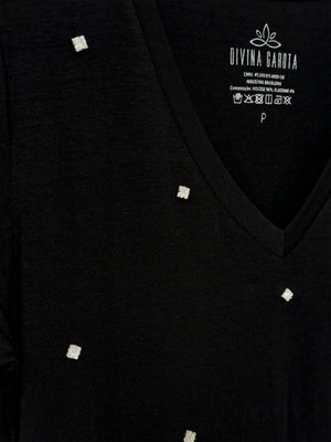 T-Shirt Bordada Pontos de Luz - Divina Garota