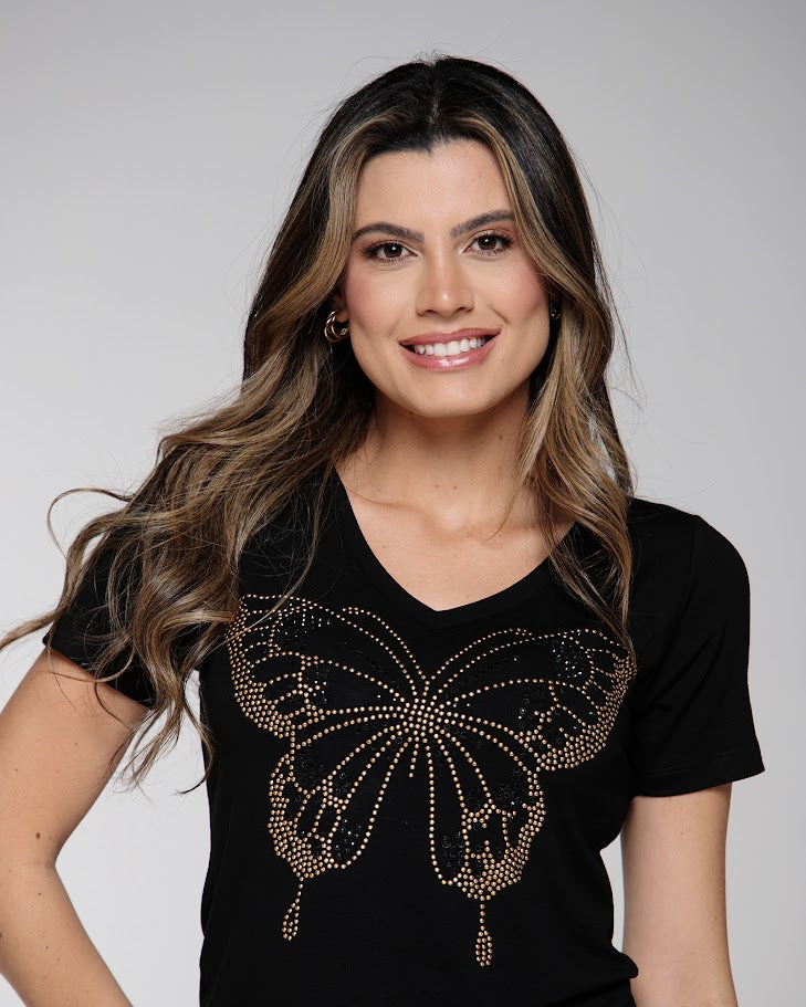 T-shirt Butterfly Strass