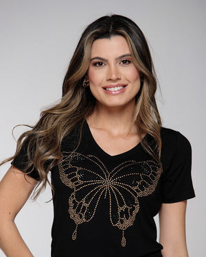 T-shirt Butterfly Strass - Divina Garota