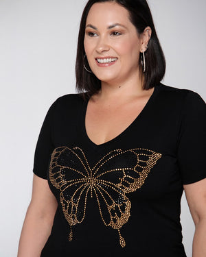 T-shirt Butterfly Strass - Divina Garota