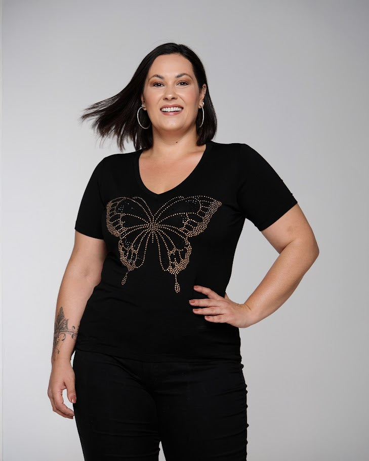 T-shirt Butterfly Strass