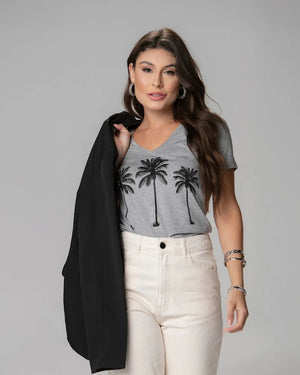 T-shirt Estampada Coqueiros - Divina Garota
