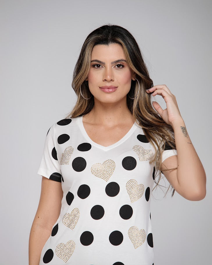 T-shirt Poá Corações - Divina Garota