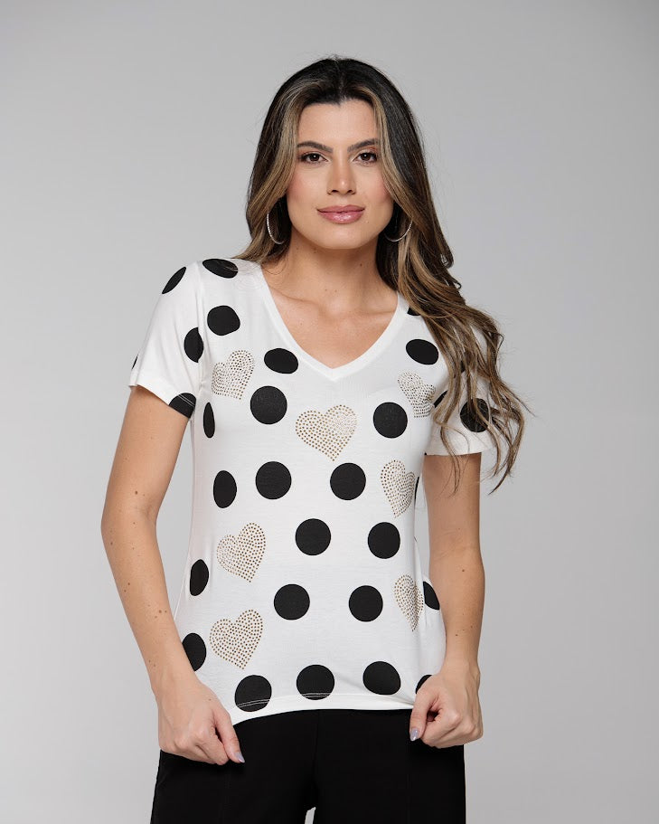 T-shirt Poá Corações - Divina Garota