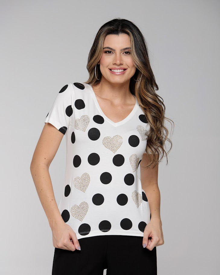 T-shirt Poá Corações - Divina Garota