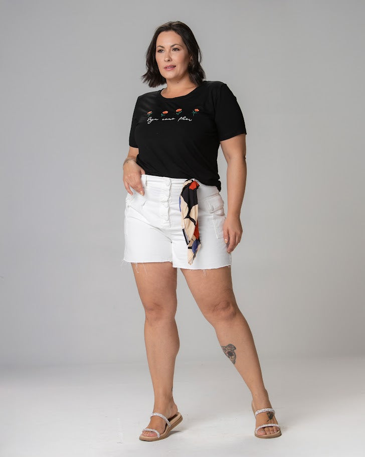 T-shirt Bordada Seja como flor