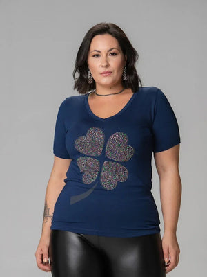 T-Shirt Trevo strass - Divina Garota