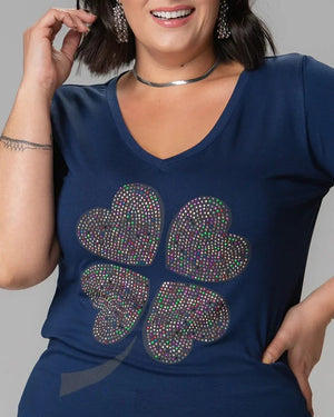 T-Shirt Trevo strass - Divina Garota