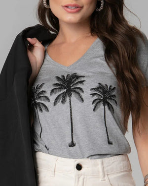 T-shirt Estampada Coqueiros - Divina Garota