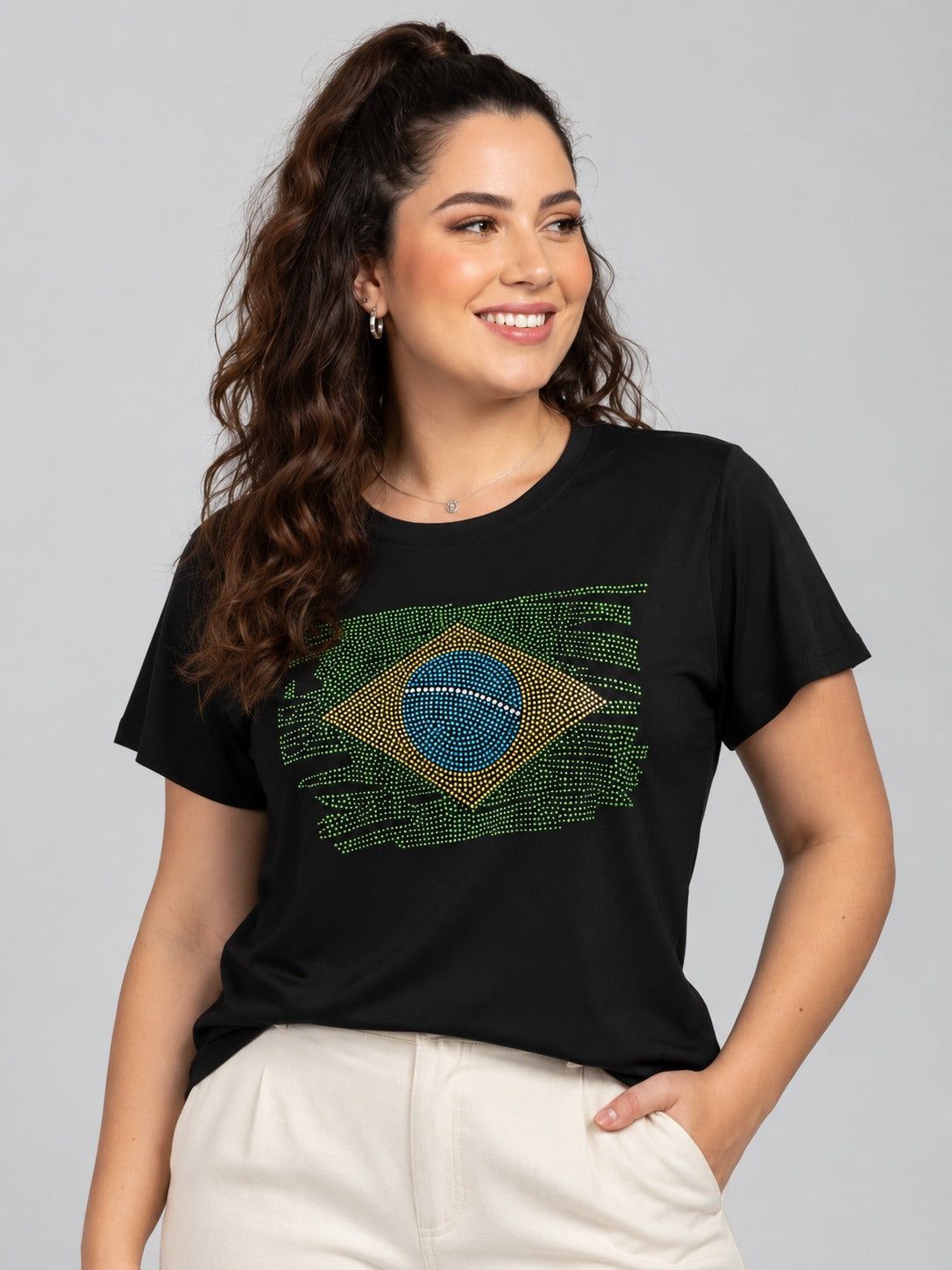 T-Shirt Bandeira Brasil Strass