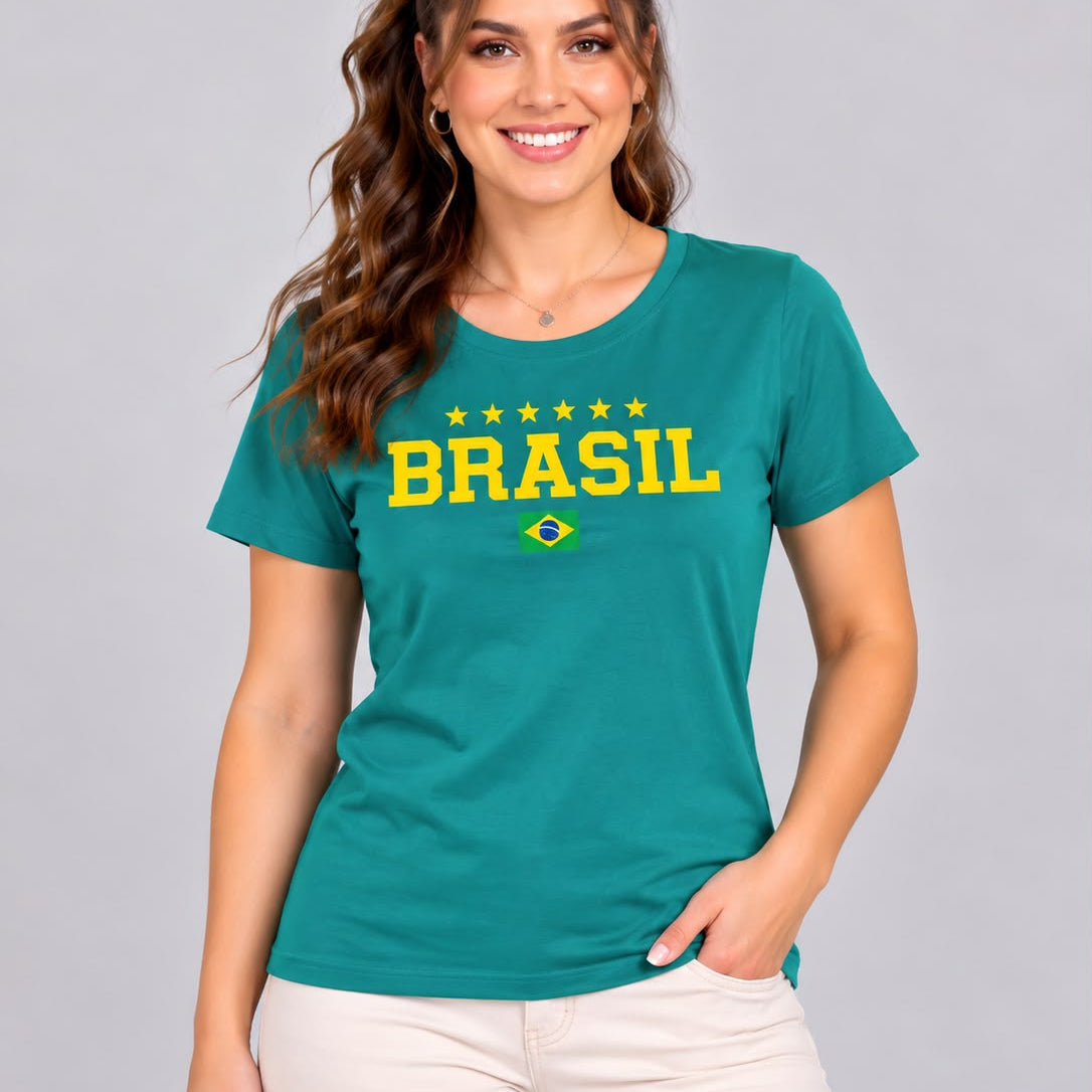 T-shirt Brasil 5 Estrelas - Verde