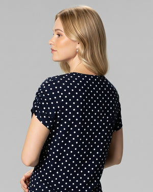 Blusa Bufante Poá Marinho Divina Garota