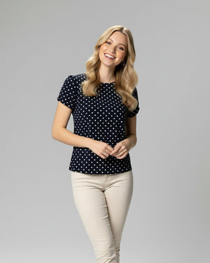 Blusa Bufante Poá Marinho Divina Garota