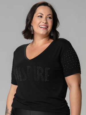 T-Shirt Inspire Strass - Divina Garota