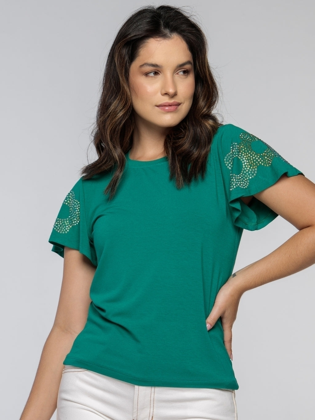 Blusa Brilho Floral Strass