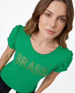 Blusa Bufante Brasil Strass