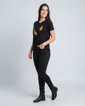 T-Shirt Coração Floral Girassol