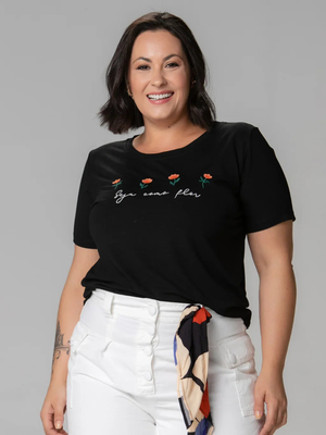 T-shirt Bordada Seja como flor - Divina Garota