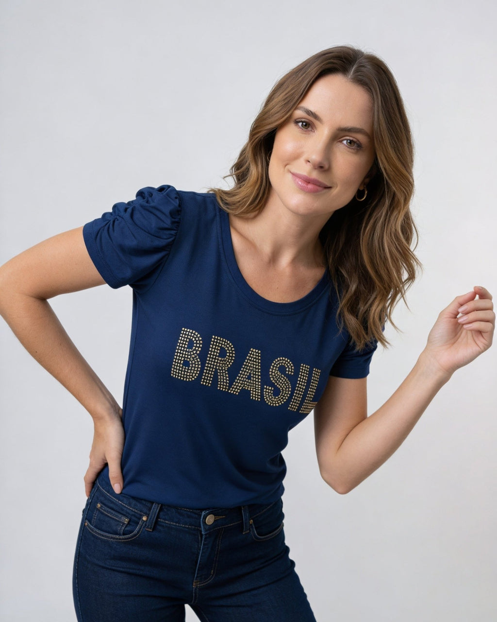 Blusa Bufante Brasil Strass - Divina Garota