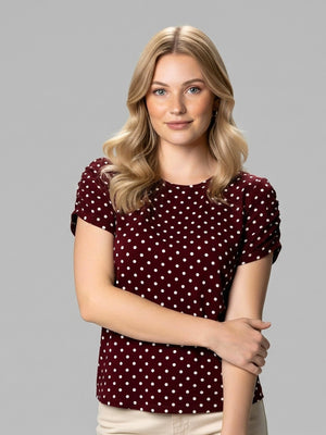 Blusa Bufante Poá Bordô - Divina Garota