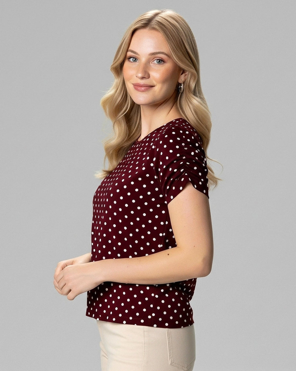 Blusa Bufante Poá Bordô - Divina Garota
