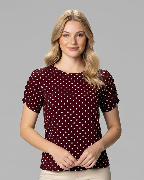 Blusa Bufante Poá Bordô - Divina Garota