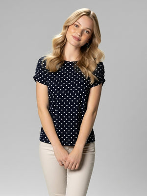 Blusa Bufante Poá Marinho - Divina Garota