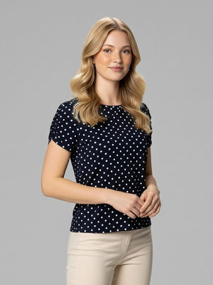 Blusa Bufante Poá Marinho - Divina Garota