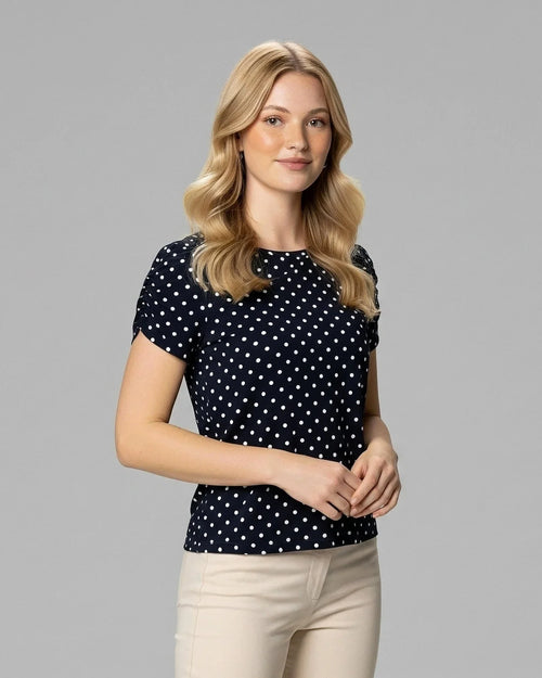Blusa Bufante Poá Marinho - Divina Garota