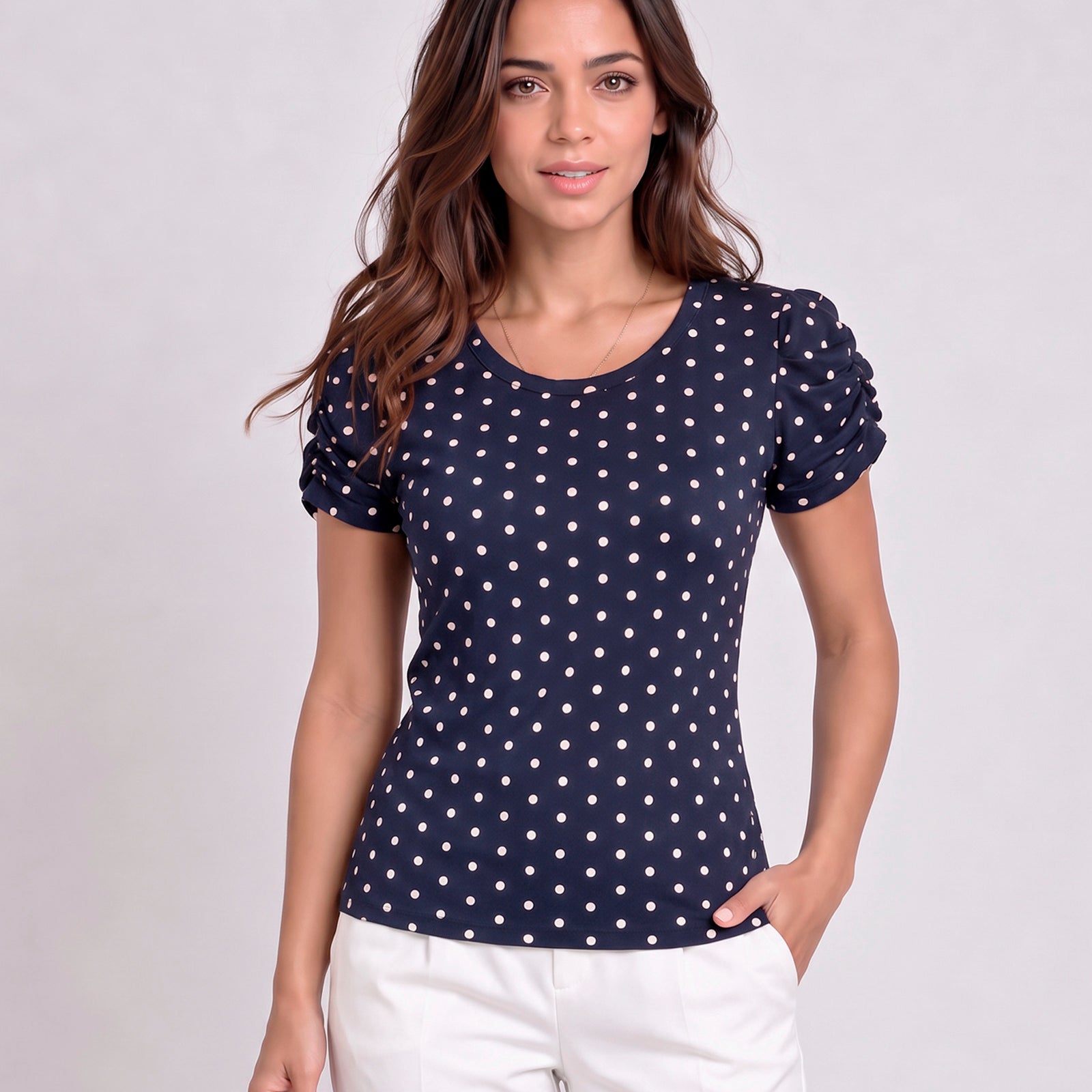 Blusa Bufante Poá Marinho