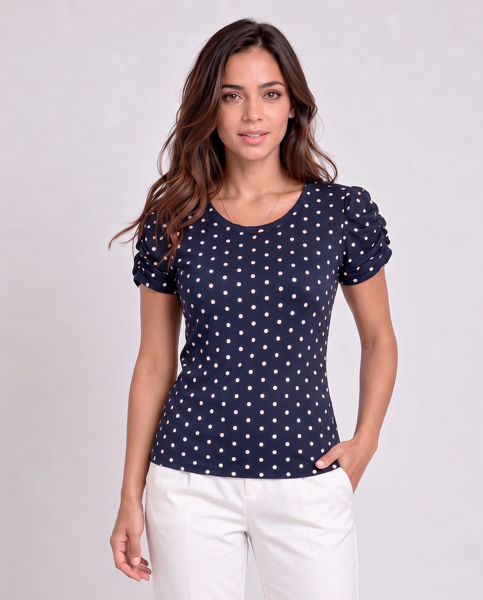 Blusa Bufante Poá Marinho
