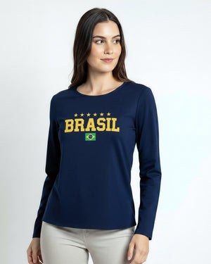 Blusa Manga Longa Brasil 5 Estrelas - Divina Garota