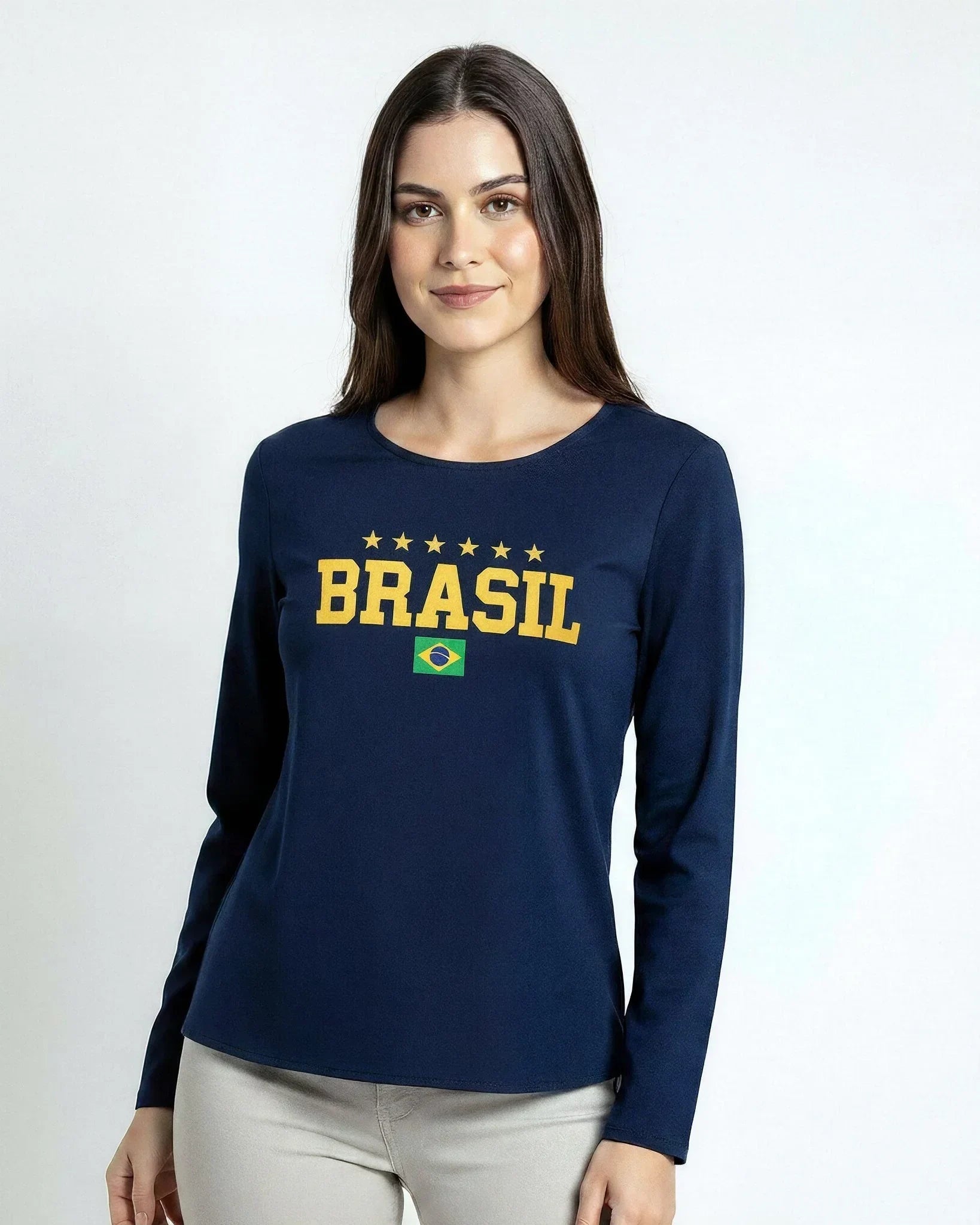 Blusa Manga Longa Brasil 5 Estrelas - Divina Garota