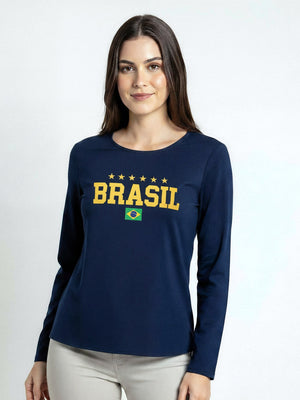Blusa Manga Longa Brasil 5 Estrelas - Divina Garota