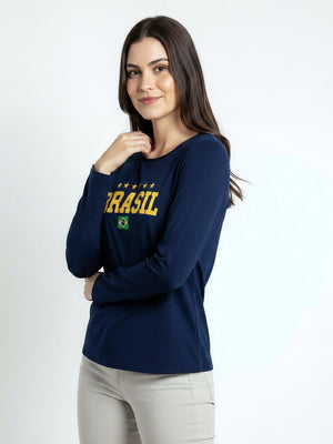 Blusa Manga Longa Brasil 5 Estrelas - Divina Garota