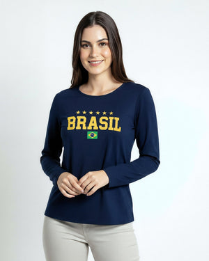 Blusa Manga Longa Brasil 5 Estrelas - Divina Garota