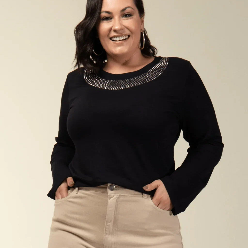 Blusa Moletinho Decote Glamour - Divina Garota