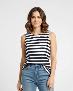 Blusa Regata Listrada Navy - Divina Garota