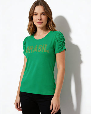 Blusa Bufante Brasil Strass