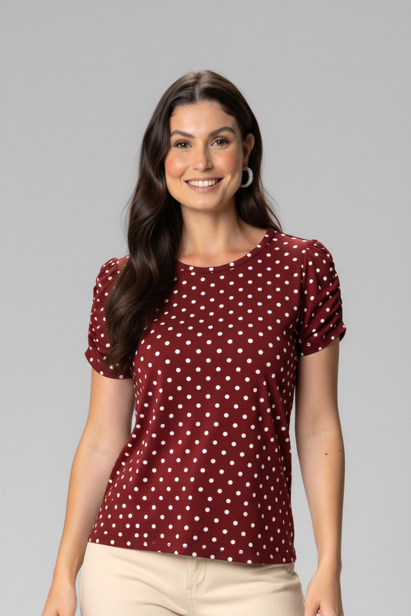 Blusa Bufante Poá Bordô