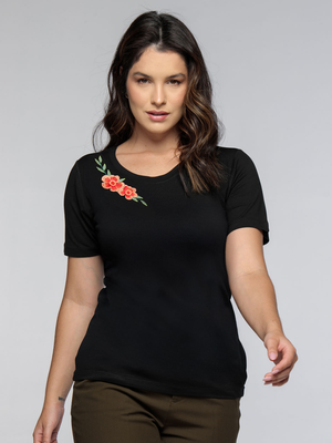 T-shirt Bordada Essência Floral - Divina Garota