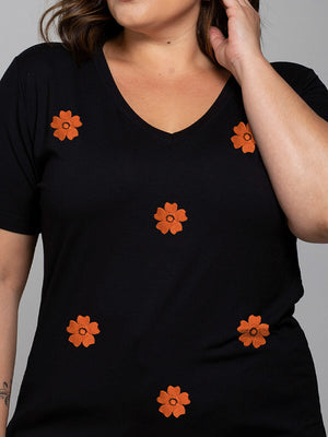 T-shirt Bordada Ibiscos - Divina Garota