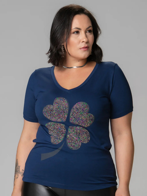 T-Shirt Trevo strass - Divina Garota