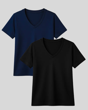 Kit 2x T-shirt Essenciais Gola V Divina Garota