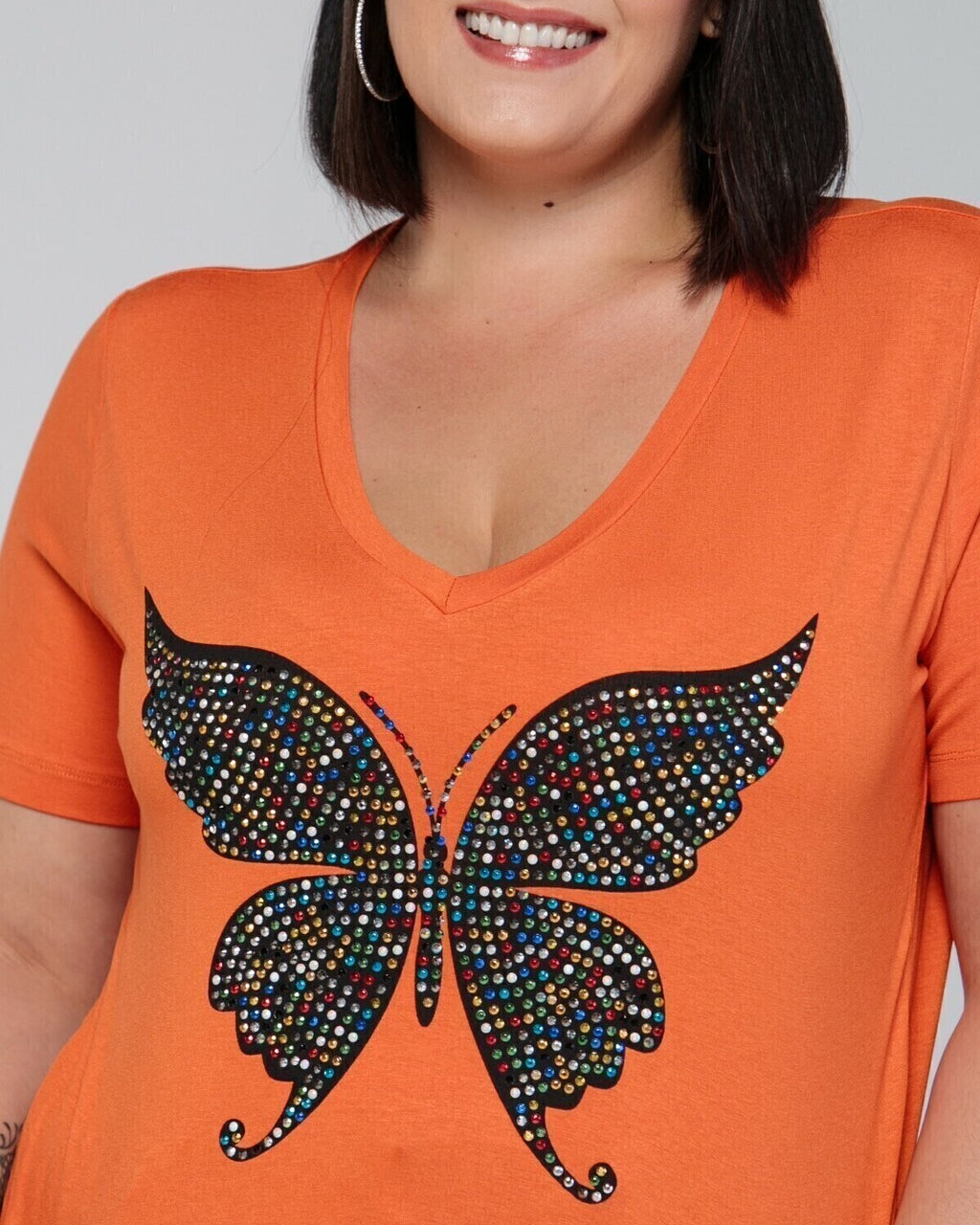 T-shirt Borboleta Strass Colorful