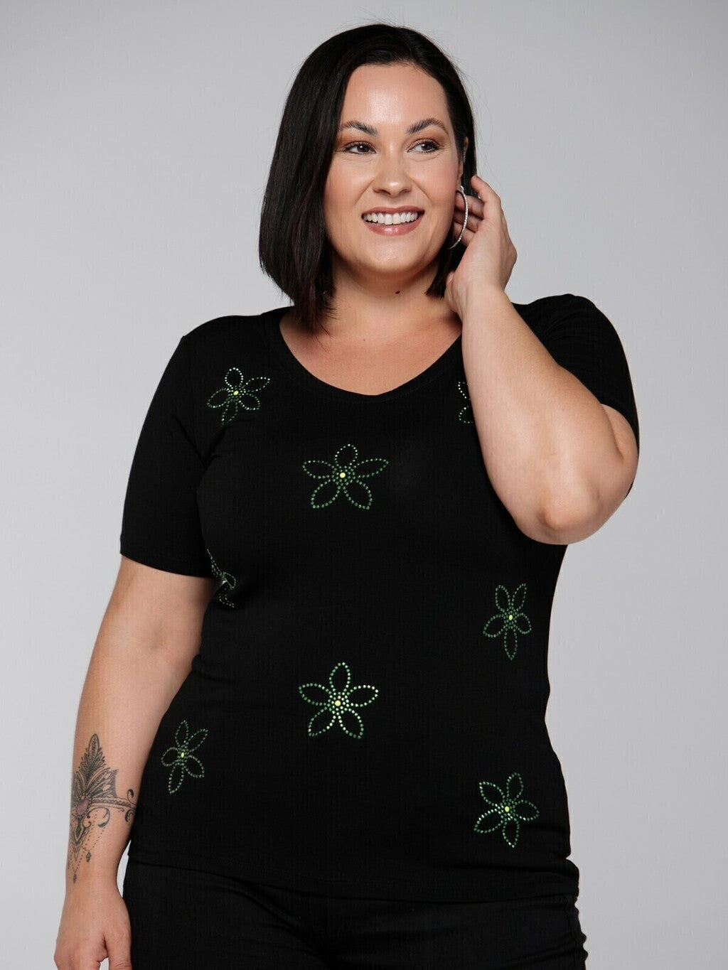T-shirt Flowers Strass