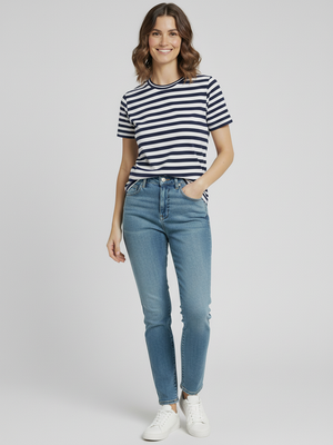 T-shirt Listrada Navy Divina Garota
