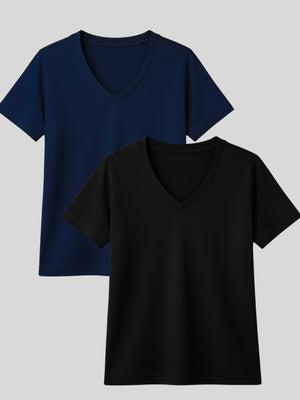 Kit 2x T-shirt Essenciais Gola V - Divina Garota