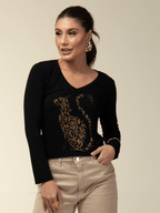 Manga Longa Cat Animal Print - Divina Garota